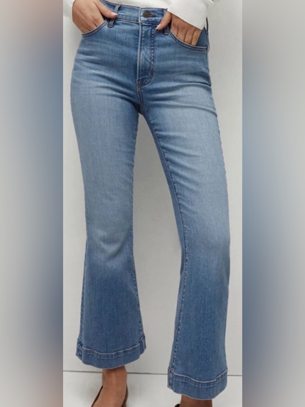Veronica Beard Jeans Carson Ankle Flare High Rise Amethyst Wash Kick Crop 28